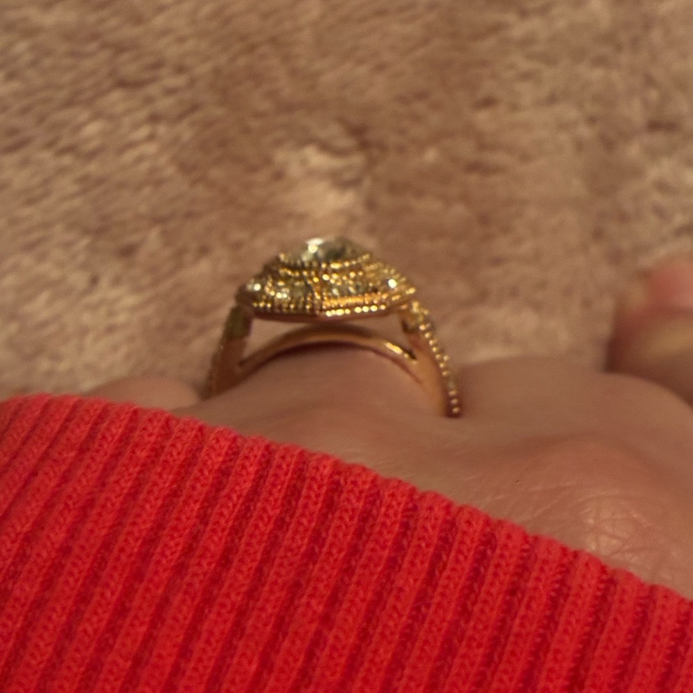 Gold-Tone Ring with Clear Gemstone - Picture 4 of 16